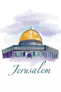 Jerusalem illustration ,drawing ,water color ,logo,symbol.