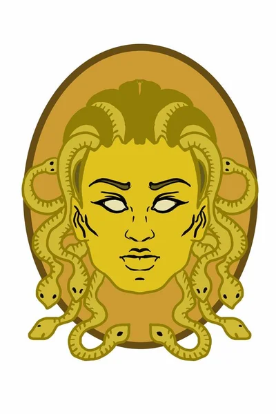 Medusa Huvud Grekiska Gudar Teckning Illustration Isolerad Symbol — Stockfoto