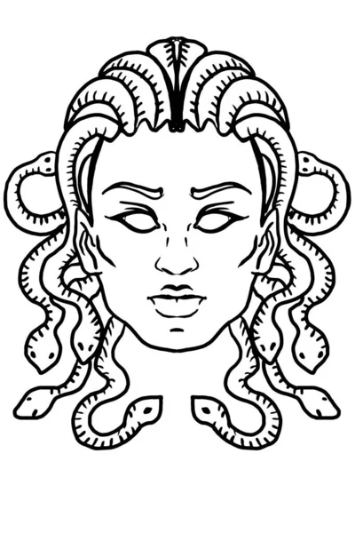 Medusa Head Greek Gods Drawing Illustration Isolated Symbol —  Fotos de Stock