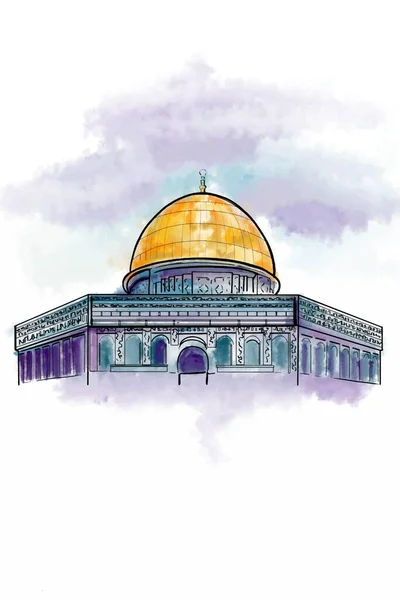 Jerusalem Illustration Drawing Water Color Logo Symbol — Stockfoto