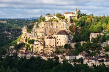 Rocamadour ortaçağ köyü at sunrise, Fransa