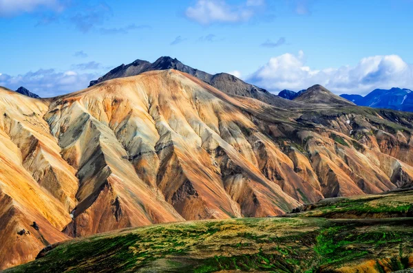 Barevné hor Landmannalaugar šířku zobrazení — Stock fotografie