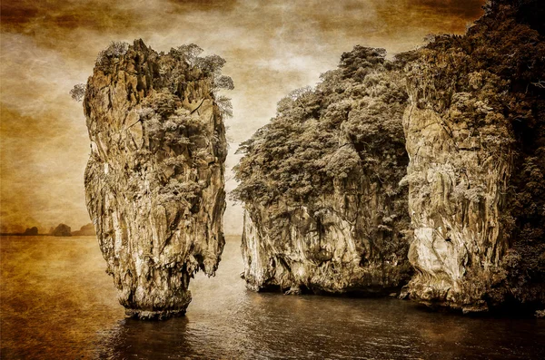 James bond νησί vintage θέα στον ωκεανό στην phang nga bay, andaman s — Φωτογραφία Αρχείου