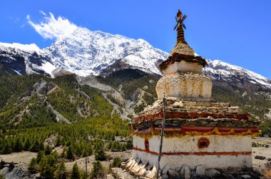 chapel Budist stupa Himalaya Dağ Manzaralı