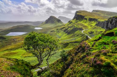 Scenic view of Quiraing mountains in Isle of Skye, Scottish high clipart