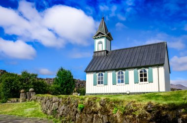 küçük eski kilise pingvallkirkja içinde thingvellir, İzlanda