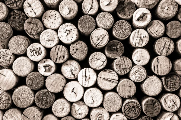 Detail of wine corks in monochrome vintage style — Stock Photo, Image