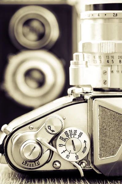 Detail view of classic camera dials with nice bokeh background — Stock Photo, Image