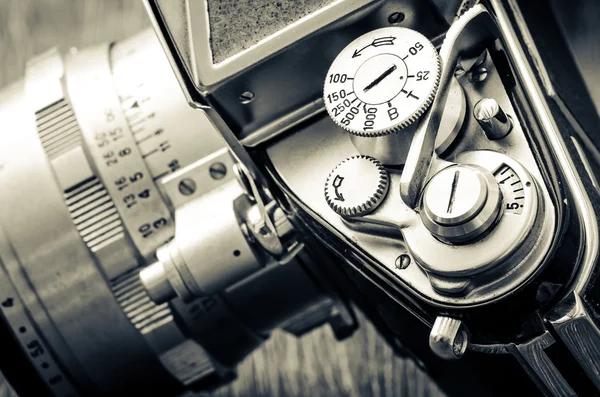 Detail of old classic camera dials in vintage style — Stock Photo, Image