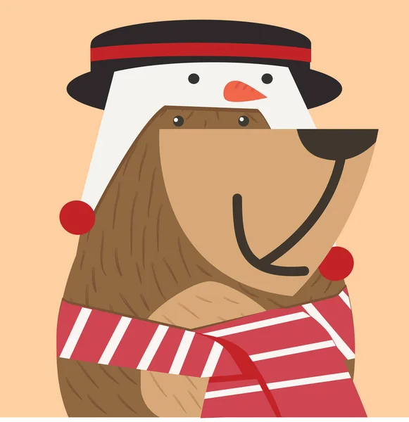 かわいいクマのドアベクトルアイコン雪だるま — ストックベクタ