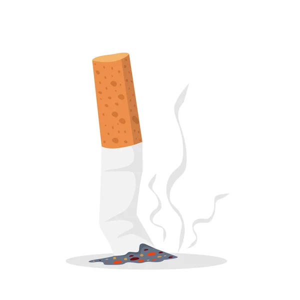 White Cigarette Butt Flat Illustration Vector — Vetor de Stock
