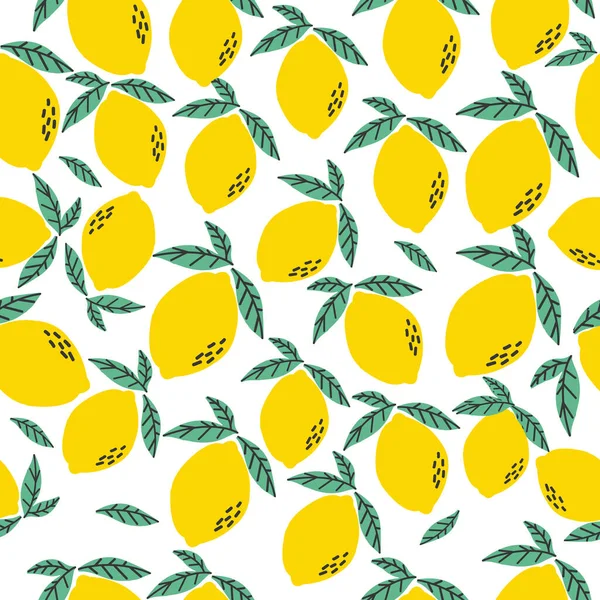 Лимонные Фрукты Ткани Бесшовный Узор — стоковый вектор