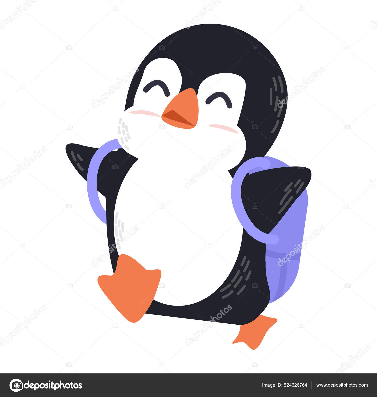 Feliz Pingüino Escuela Dibujos Animados Vector de stock #524626764 de  ©focus_bell@hotmail.co.th, image size:1600x1684