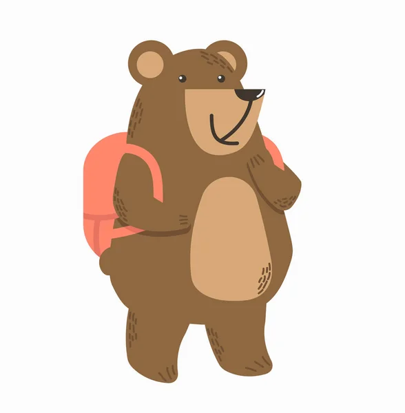 Roztomilý Medvěd Jít Školy Kreslený — Stockový vektor