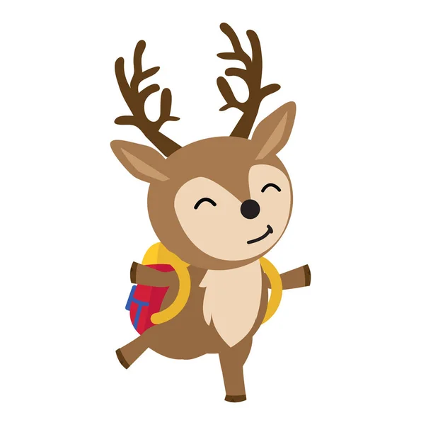 Cute Deer School Cartoon — Stock Vector