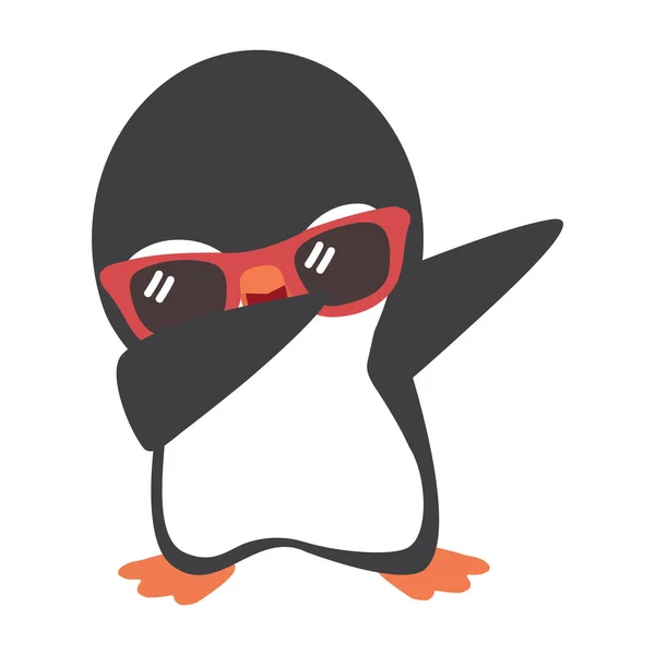Penguin Cartoon Doing Dab Dance — Stockový vektor