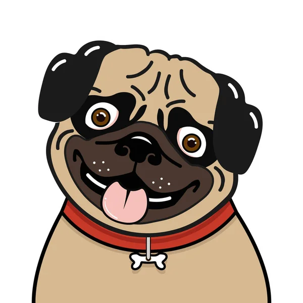 Portrait Pug Dog Vector —  Vetores de Stock