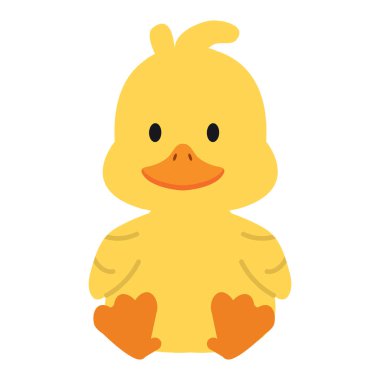 Cute little  yellow Duck sit flat