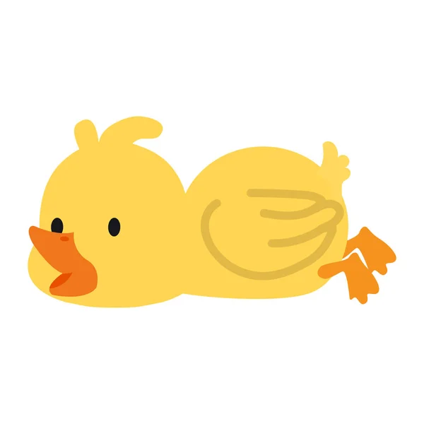 Bonito Pouco Amarelo Pato Dormir Plana — Vetor de Stock