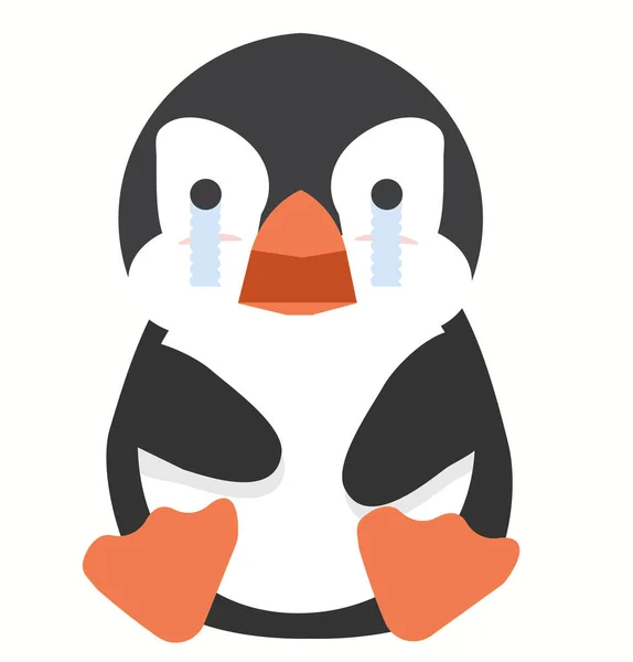 Niedlicher Kleiner Pinguin Weint Vektor Illustration — Stockvektor