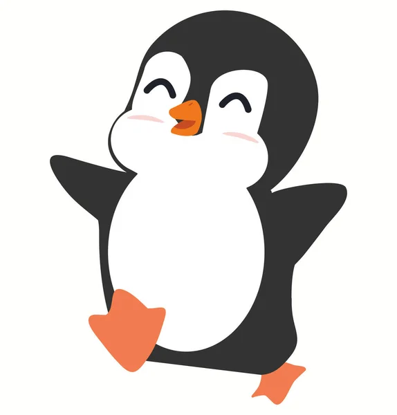 Roztomilý Malý Tučňák Šťastný Vektorové Ilustrace — Stockový vektor