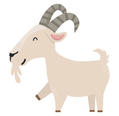 Beyaz arka plan üzerinde izole karikatür komik keçi