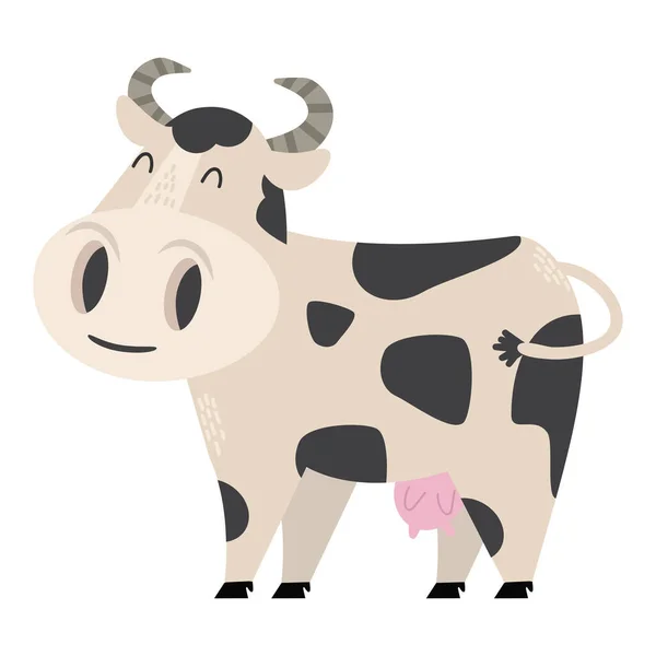 Vaca Linda Aislado Vector Dibujos Animados — Archivo Imágenes Vectoriales