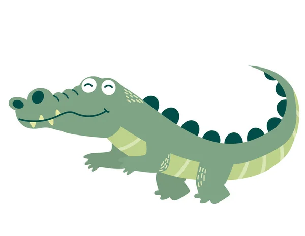 Crocodil Drăguț Fundal Alb — Vector de stoc