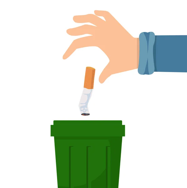 Ręczne Pakowanie Papierosów Kosza Śmieci — Wektor stockowy