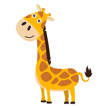 Şirin zürafa karakter vektör karikatürü
