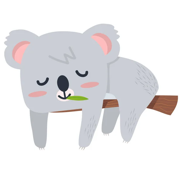 Carino Cartone Animato Koala Albero — Vettoriale Stock