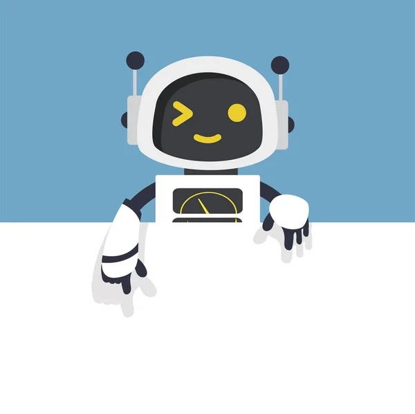 Leuke Witte Robot Met Leeg Wit Bord — Stockvector