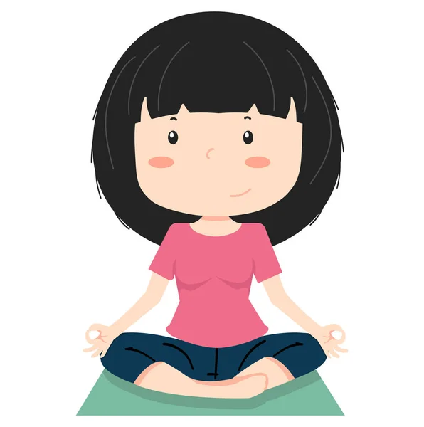 Girl Meditating Practicing Yoga Concept — Stock Vector