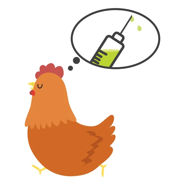 Pollo Enfermo Gripe Porcina Concepto Vacunación — Vector de stock