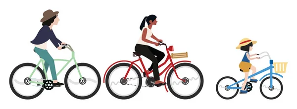 Люди Їздять Різних Велосипедах — стоковий вектор