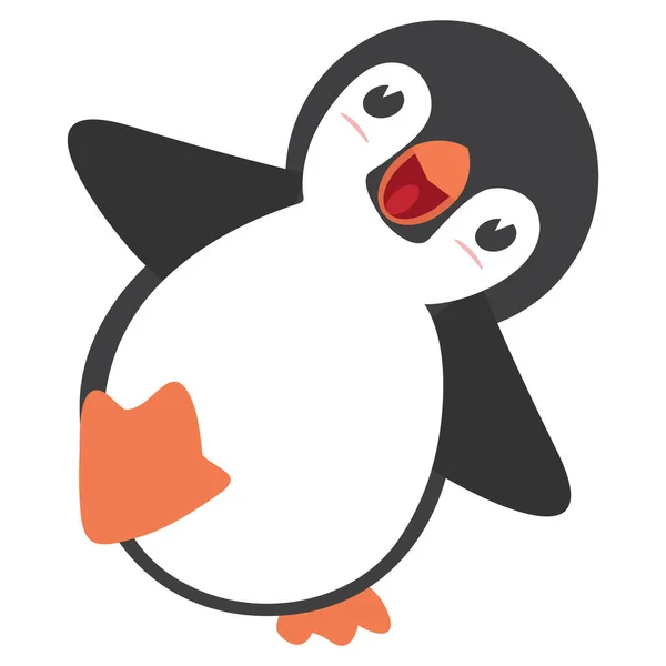 Cute Penguin Cartoon Icon Flat — Stock Vector