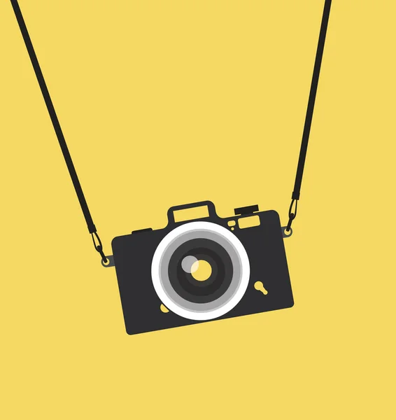 Caméra Suspendue Vintage Sur Bracelet Dans Style Plat — Image vectorielle