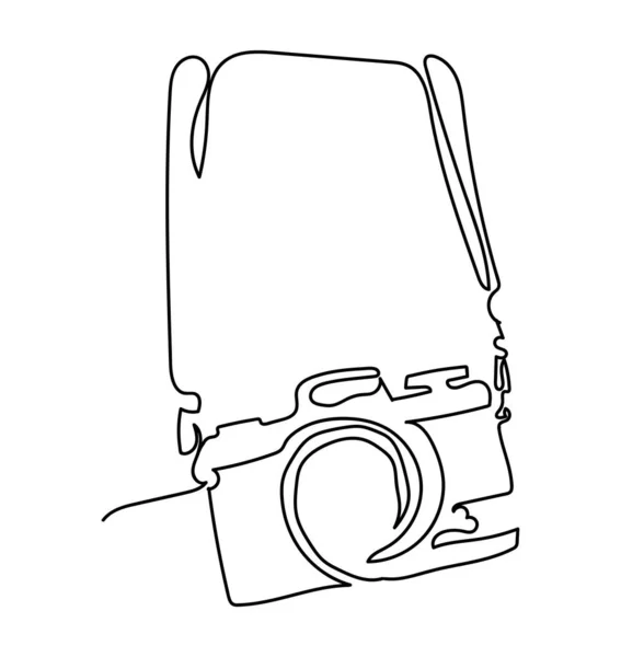 Continuous Line Drawing Hanging Camera — Stock Vector