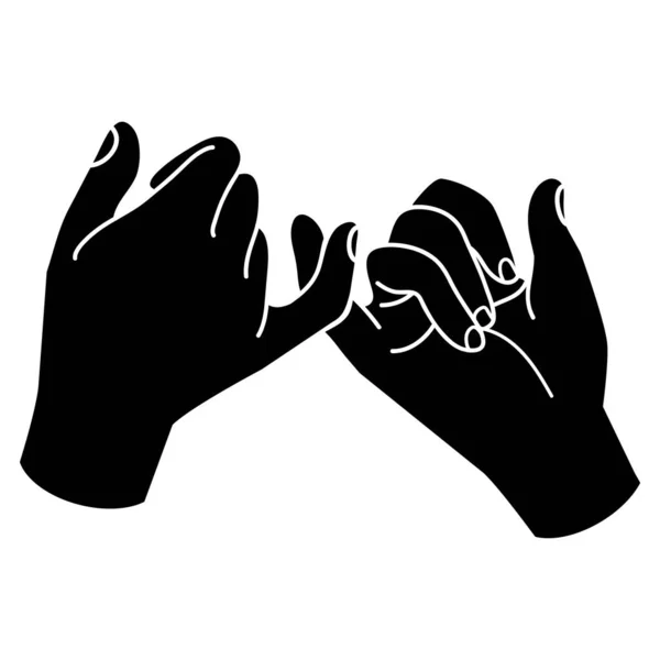Black Hands Making Promise Outline Sign — Stock Vector