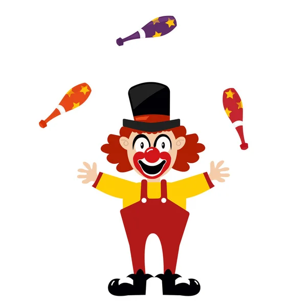 Lindo Circo Payaso Vector Dibujos Animados — Vector de stock