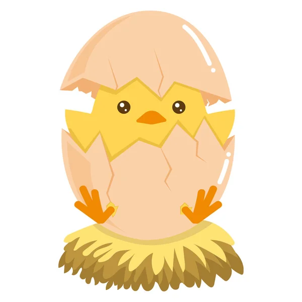Little Chick Kläckning Ägget — Stock vektor