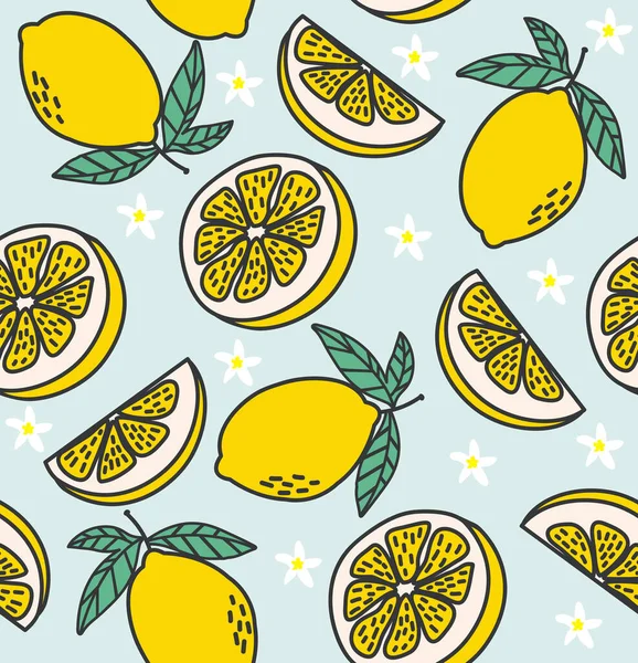 Fresh lemon slice Fruits seamless pattern