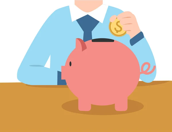 Hands Putting Coin Piggy Bank Concept Saving Money —  Vetores de Stock