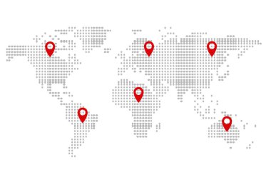 Noktalı dünya haritası düz vektör