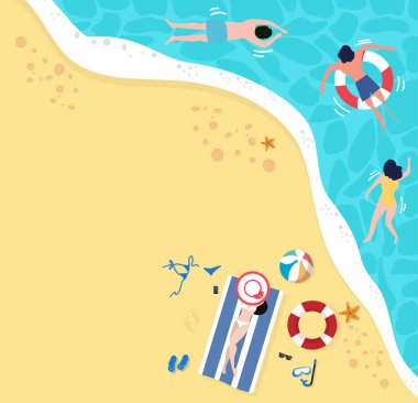 Beach people relaxing  Holiday in a top view background