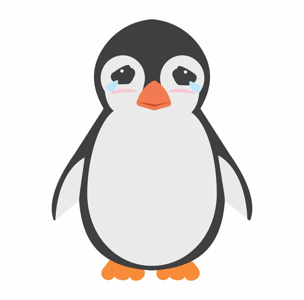 Cute Penguin Crying Cartoon Illustration — стоковий вектор