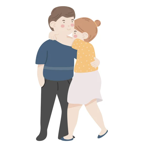 Young Romantic Couple Hugging People — Stock Vector