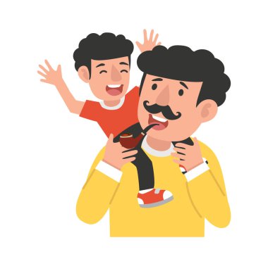 Omuzlarında mutlu bir aile