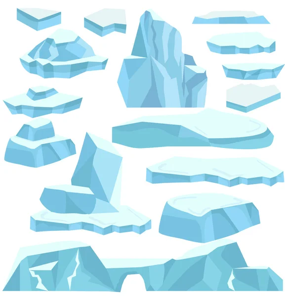 Blue Iceberg Vector Set Pieces — Stock Vector