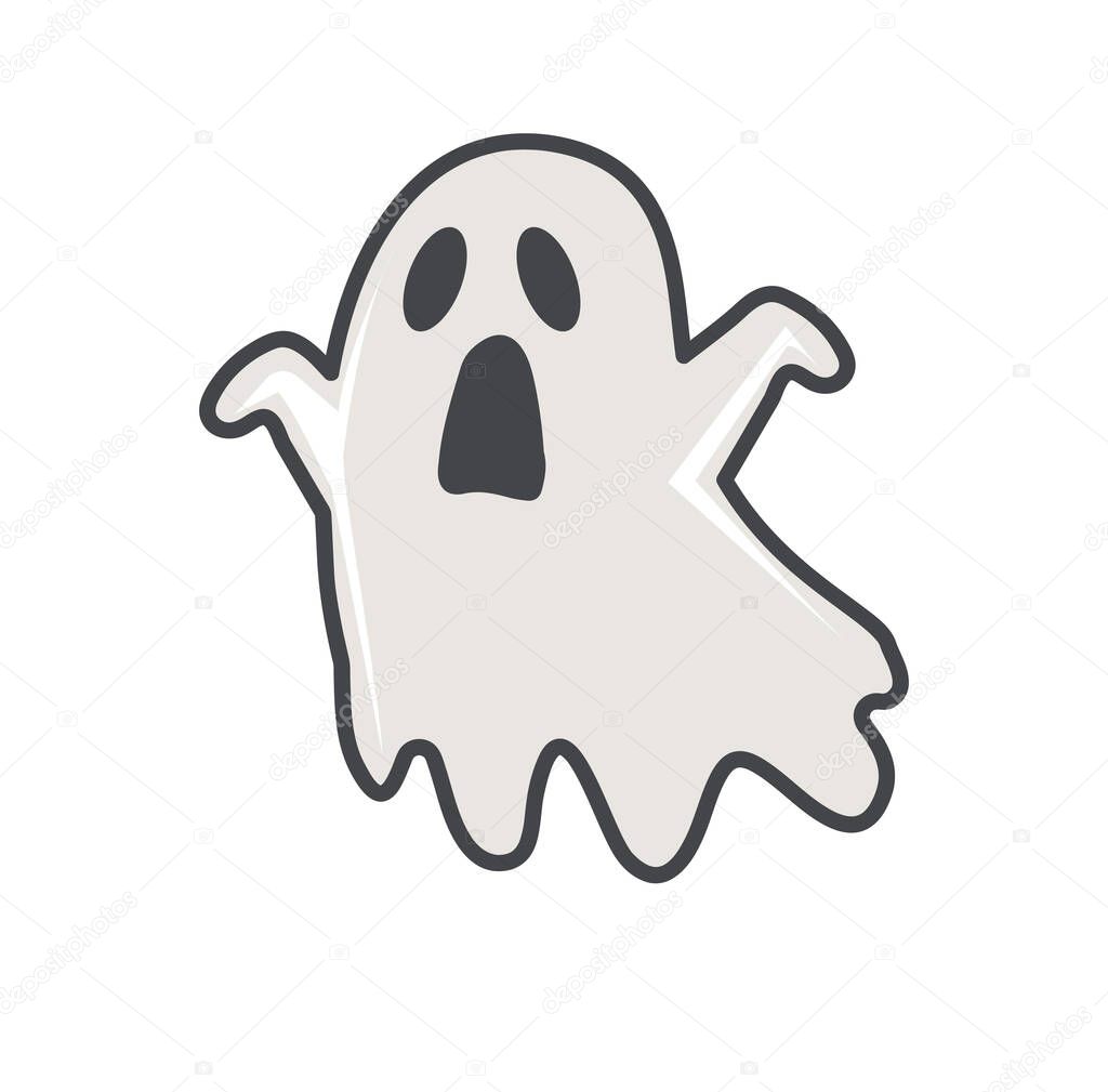 Cute ghost icon isolated on white background
